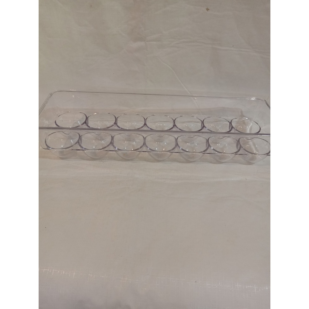 Clear Plastic 14 Egg Holder Refrigerator Organizer Storage Bin Tray Stackable